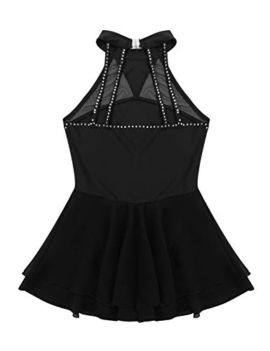 Agoky Vestido de Danza Ballet para Niña Maillot de Patinaje Artístico Diamantes Body Leotardo de Baile Gimnasia Rítmica con Falda Disfraz Bailarina Negro 12 Años