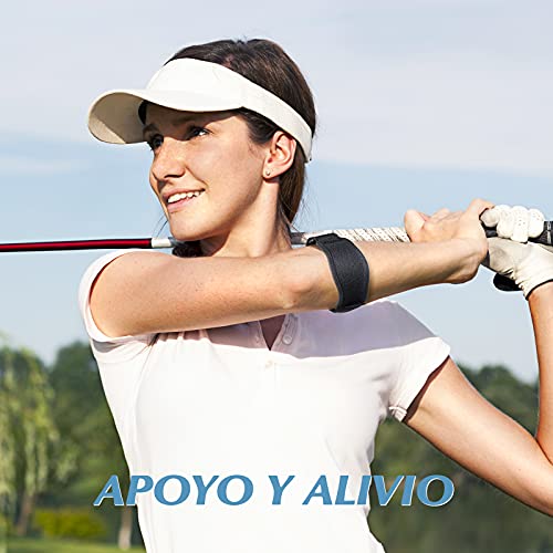 AGPTEK 2 x Cinta de Codo Tenista, Coderas de Golfista Ajustable y Antideslizante con Almohadilla EVA para Tenis, Golf, Levantamiento de Pesas, Cricket, Canotaje, Unisex, Azul Osculo