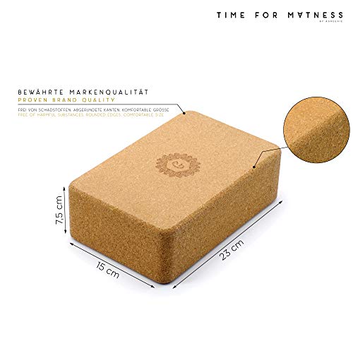 aGreenie Premium Yoga Block de Corcho - Producto 100% Natural - Juego de 1 o 2 - para Fitness y Pilates - Incluye Mochila e Instrucciones de Ejercicio (2 Bloques, tamaño M 7,5 x 15 x 23)