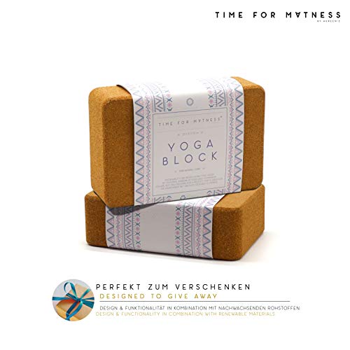 aGreenie Premium Yoga Block de Corcho - Producto 100% Natural - Juego de 1 o 2 - para Fitness y Pilates - Incluye Mochila e Instrucciones de Ejercicio (2 Bloques, tamaño M 7,5 x 15 x 23)