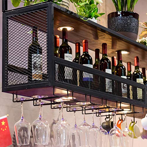 AILI Hogar y Cocina Botelleros Hierro Forjado Wine Rack Bar Rack Gabinete Colgante Wine Cabinet Goblet Bar al revés Decoración de la lámpara Rack de Almacenamiento Botelleros