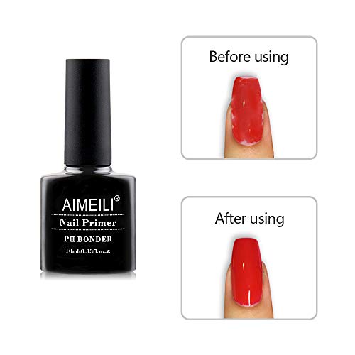 AIMEILI Primer Uñas Nail Primer Bonder Base Preparación de Uñas Deshidratador Primer Para Uñas Esmalte Permanente sin Necesidad de Lámpara UV/LED Esmalte de uñas de Gel Para Diseño de Arte 10ML