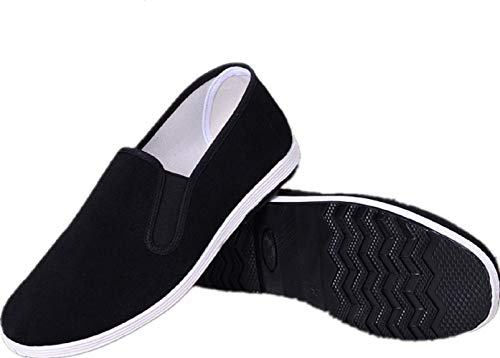 AioTio Zapatos Tradicionales Viejos Chinos de Pekín Kung Fu Tai Chi Zapatos Suela de Goma Unisexo Negro (245mm 39EU)