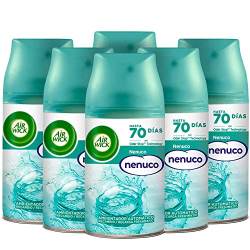 Air Wick Freshmatic - Recambios de ambientador spray automático, esencia para casa con aroma a nenuco - pack de 6