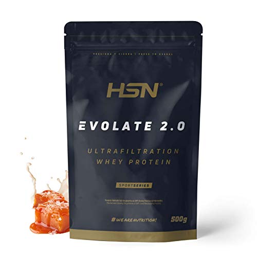 Aislado de Proteína de Suero de HSN Evolate 2.0 | Sabor Caramelo Salado 500 g = 16 Tomas | Whey Protein Isolate para Ganar Masa Muscular | No-GMO, Vegetariano, Sin Gluten ni Soja