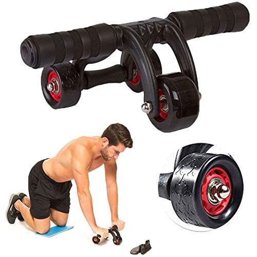 Aiwer Atlético 3 Rueda Sin Ruido Rueda Abdominal Rodillo AB Fitness Entrenamiento Muscular Ejercicios Brazo Pierna Strengthing Gear Rollers con colchón