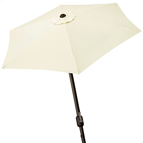 Aktive 53989 - Sombrilla grande jardín, Sombrilla hexagonal, Parasol balcón, Ø 300 cm, color crema, mástil aluminio, Ø 48 mm, con manivela, techo de ventilación