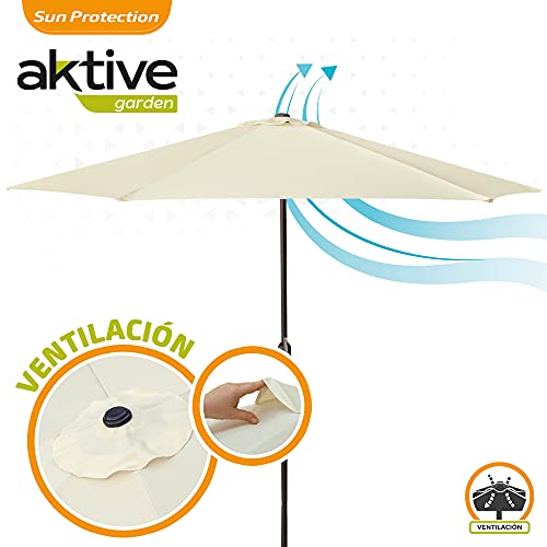 Aktive - Parasol hexagonal Garden diámetro 3 m - Mástil de aluminio 38 mm - Color vainilla (ColorBaby 53872)