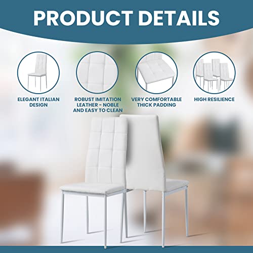 Albatros Silla de Comedor Rimini, Set de 6, Blanco, SGS Probado