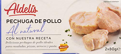 Aldelís Conserva Pechuga de Pollo al Natural Pack 16 x 2 Unidades de 80 g