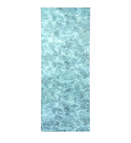 Alfombra vinílica PVC de diseño Digital Orilla de mar para; salón, Cocina, Sala de Estar, entradas, baño o dormitorios con revés PVC Antideslizante y facíl Lavada de Colores Azules Turquesa