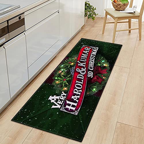 Alfombrilla Antideslizante con patrón de Papá Noel, Alfombrilla de Cocina para Restaurante, decoración del hogar, Alfombra para Dormitorio, Alfombrilla para Puerta de Entrada n. ° 15 50X80 cm