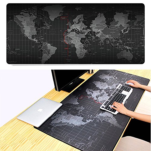 Alfombrilla de ratón grande, caben ratón y teclado, con diseño de mapa del mundo, para portátil u ordenador, ideal para jugar, 600*300mm