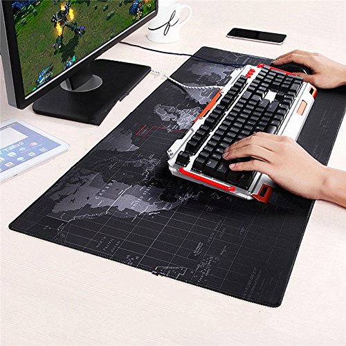 Alfombrilla de ratón grande, caben ratón y teclado, con diseño de mapa del mundo, para portátil u ordenador, ideal para jugar, 600*300mm