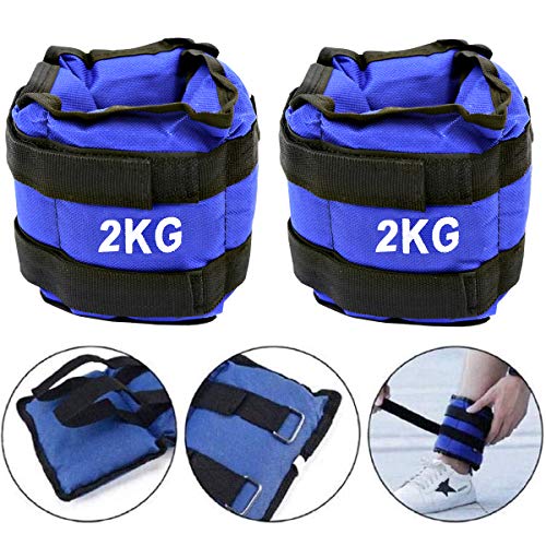 ALLPERCOM Pack de 2 Pesas de 2 KGs (1 kgs Cada UNA). para Tobillos y/o muñecas, TAMAÑO: 32 x 10 cm. para Correr, Gimnasio, Footing. Correas Ajustables, Transpirable. Máxima Comodidad.