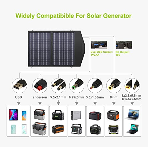 ALLPOWERS 60W Monocristalino Cargador Panel Solar Batería Placa Plegable con 5V USB 18V DC y 9 Paneles Solares para Phone los teléfonos móviles de