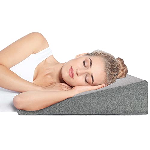 Almohada cuña, 90cm, Oeko-Tex - Respaldo Cama Duro con Funda Suave - Cojin Lectura y cuña antireflujo Adulto Grises de DYNMC YOU