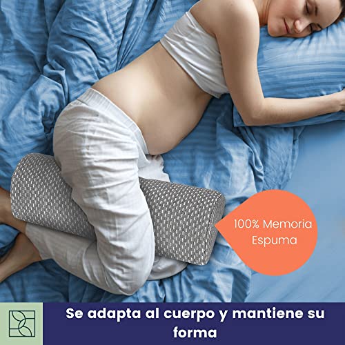 Almohada piernas Dormir, Embarazo - Cojín de Rodilla de dureza Media, de Espuma viscoelástica, Funda Suave Oeko-Tex - Premium Almohada Rodilla, cojin Lumbar, Almohada Cervical de DYNMC YOU - Gris