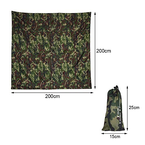 Alomejor Impermeable Camping Ultraligero Tarpa Tarp Multifuncional Huella de Camuflaje Suelo Hoja Mat para Ourdoor Picnic Manta(2 * 1.5M)