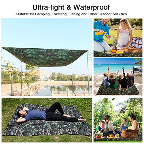 Alomejor Impermeable Camping Ultraligero Tarpa Tarp Multifuncional Huella de Camuflaje Suelo Hoja Mat para Ourdoor Picnic Manta(2 * 1.5M)