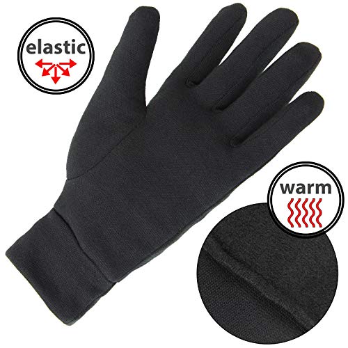 ALPIDEX Guantes internos Guantes Interiores Shaven Sheep Guantes Ligeros Finos Calientes Liner Interior Rugoso Material elástico, Tamaño:S, Color:Black