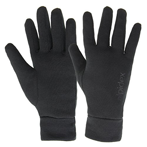 ALPIDEX Guantes internos Guantes Interiores Shaven Sheep Guantes Ligeros Finos Calientes Liner Interior Rugoso Material elástico, Tamaño:S, Color:Black