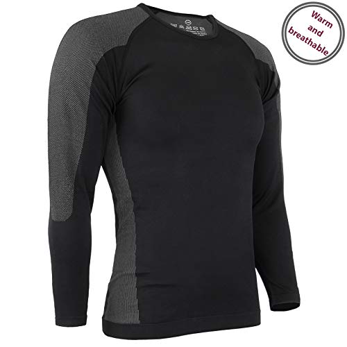 ALPIDEX Set de Ropa Térmica para Hombre, Ropa Interior para esquí - Transpirable, cálida y de Secado rápido, Tamaño:l/XL, Color:Black-Grey