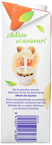 Alpro Central Lechera Asturiana Bebida de Almendras, sin Azúcar, 8 x 1L