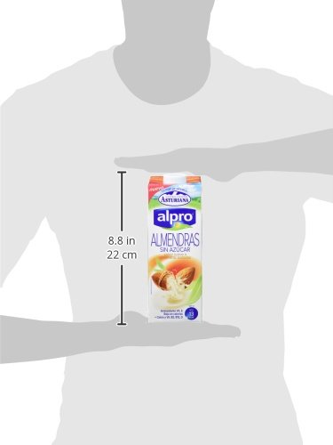 Alpro Central Lechera Asturiana Bebida de Almendras, sin Azúcar, 8 x 1L