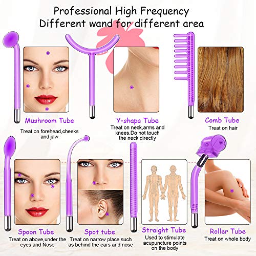 Alta Frecuencia Facial Dispositivos, 7pcs portátil alta frecuencia piel la racionalización Acne Spot Arrugas Remover hinchadas Ojos, Cuidado corporal, Belleza Facial Masaje dispositivo.