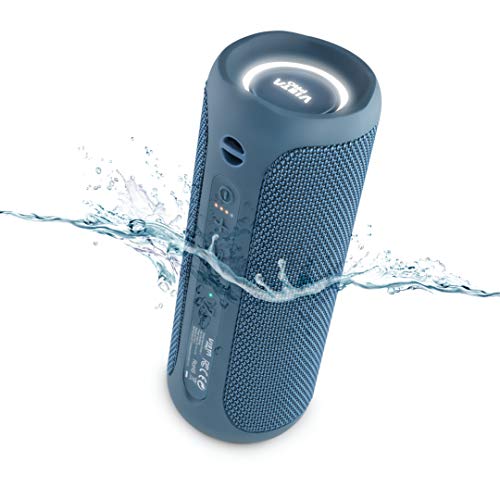 Altavoz Goody 2 de Vieta Pro, con Bluetooth 5.0, True Wireless, Micrófono, Radio FM, 12 Horas de batería, Resistencia al Agua IPX7, Entrada Auxiliar y botón Directo al Asistente Virtual; Color Azul.