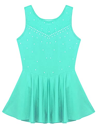 Alvivi Maillot Brillante de Patinaje Artistico Niña Maillot Sin Manga de Danza Ballet Vestido de Gimnasia Ritmica Disfraz de Bailarina Niña Verde 9-10 años