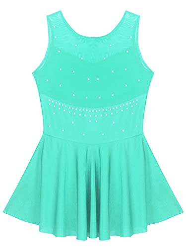 Alvivi Maillot Brillante de Patinaje Artistico Niña Maillot Sin Manga de Danza Ballet Vestido de Gimnasia Ritmica Disfraz de Bailarina Niña Verde 9-10 años