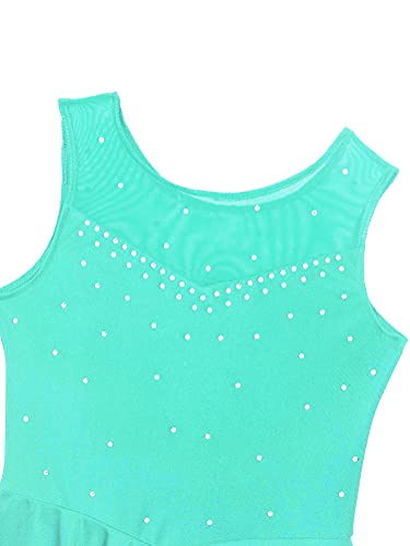 Alvivi Maillot Brillante de Patinaje Artistico Niña Maillot Sin Manga de Danza Ballet Vestido de Gimnasia Ritmica Disfraz de Bailarina Niña Verde 9-10 años