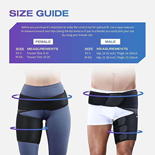 Always Ready Groin, Faja Para La Cadera, el Muslo y Los Músculos Isquiotibiales Con Terapia de Frío y Calor, Ideal Para Aliviar la Tensión y el Dolor Ciático, Compresión Ajustable, Unisex (M-XXL)