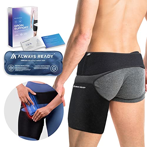 Always Ready Groin, Faja Para La Cadera, el Muslo y Los Músculos Isquiotibiales Con Terapia de Frío y Calor, Ideal Para Aliviar la Tensión y el Dolor Ciático, Compresión Ajustable, Unisex (M-XXL)