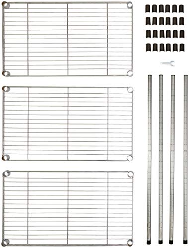 Amazon Basics - Estantería con 3 baldas, cromado