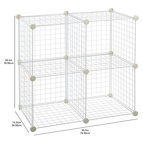 Amazon Basics - Estantes de almacenamiento, Cuatro cubos, de alambre - Blanco