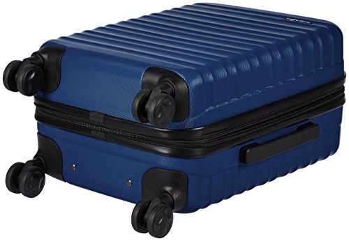 Amazon Basics - Maleta de viaje rígida giratori - 55 cm, Tamaño de cabina, Azul marino