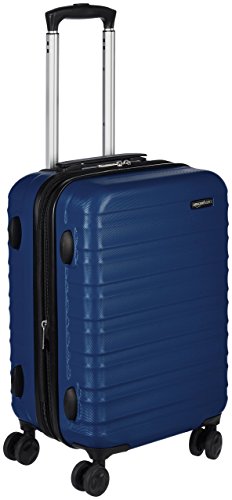 Amazon Basics - Maleta de viaje rígida giratori - 55 cm, Tamaño de cabina, Azul marino