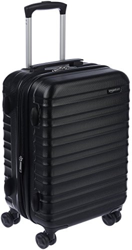 Amazon Basics - Maleta de viaje rígida giratoria - 55 cm, Tamaño de cabina, Negro