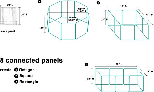 Amazon Basics - Parque de juegos y ejercicios para mascotas, paneles de valla metálica con puerta, plegable, 152,4 x 152,4 x 60,9 cm