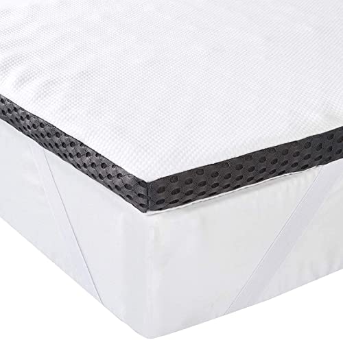 Amazon Basics - Sobrecolchón de espuma con memoria confortable con correas, 4 cm - 140 x 190 cm