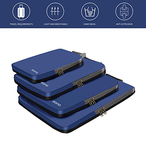 Amazon Brand - Eono Organizadores de Viaje de compresión expandibles, Impermeable Organizador de Maleta, Cubos de Embalaje, Compression Packing Cubes - Navy, 3-Set