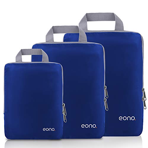 Amazon Brand - Eono Organizadores de Viaje de compresión expandibles, Impermeable Organizador de Maleta, Cubos de Embalaje, Compression Packing Cubes - Navy, 3-Set