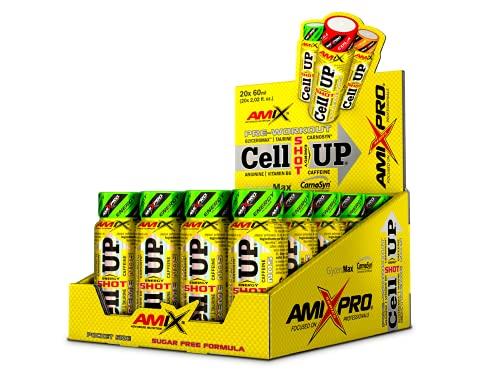 Amix - Cellup Shot - Suplemento Alimenticio - Contiene Cafeína - Aumenta la Fuerza y Congestión Muscular - Fórmula Pre-Entrenamiento - Nutrición Deportiva - Sabor a Energy - 20 Viales de 60 ml