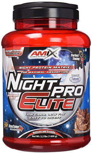 AMIX - Proteína Isolada Night Pro Elite - Gran Aporte de Aminoácidos Ramificados - Suplemento para Ganar Masa Muscular - Ideal para Batidos de Proteínas - Sabor Chocolate -1 KG