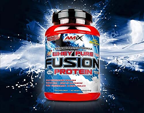 AMIX, Proteína Whey, Pure Fusión, Concentrado de Suero Ultra Filtrado, Sabor Vainilla, Proteínas para Aumentar Masa Muscula, Proteína Isolada con Splenda, Contiene L-glutamina , 1 Kg