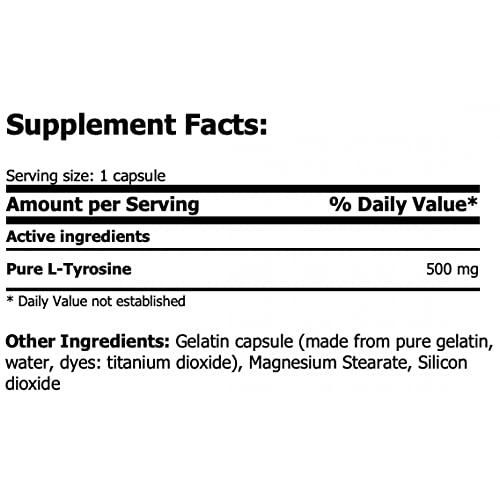 AMIX - Suplemento Alimenticio Tyrosine en 120 Cápsulas - Ayuda a Reducir la Grasa - Aporta Energía y Contribuye a Eludir el Catabolismo - Suplemento Deportivo