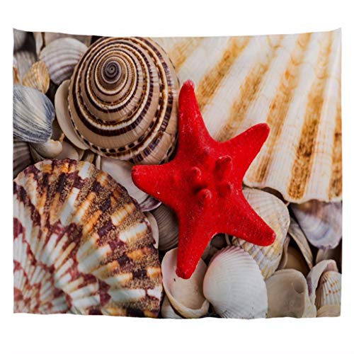 A.Monamour Tapices Estrella De Mar Concha Fondos Náuticos Mar Playa Temática Decoraciones Tela Tapices De Pared Cortinas para Dormitorio Sala De Estar Dormitorio 130x153cm